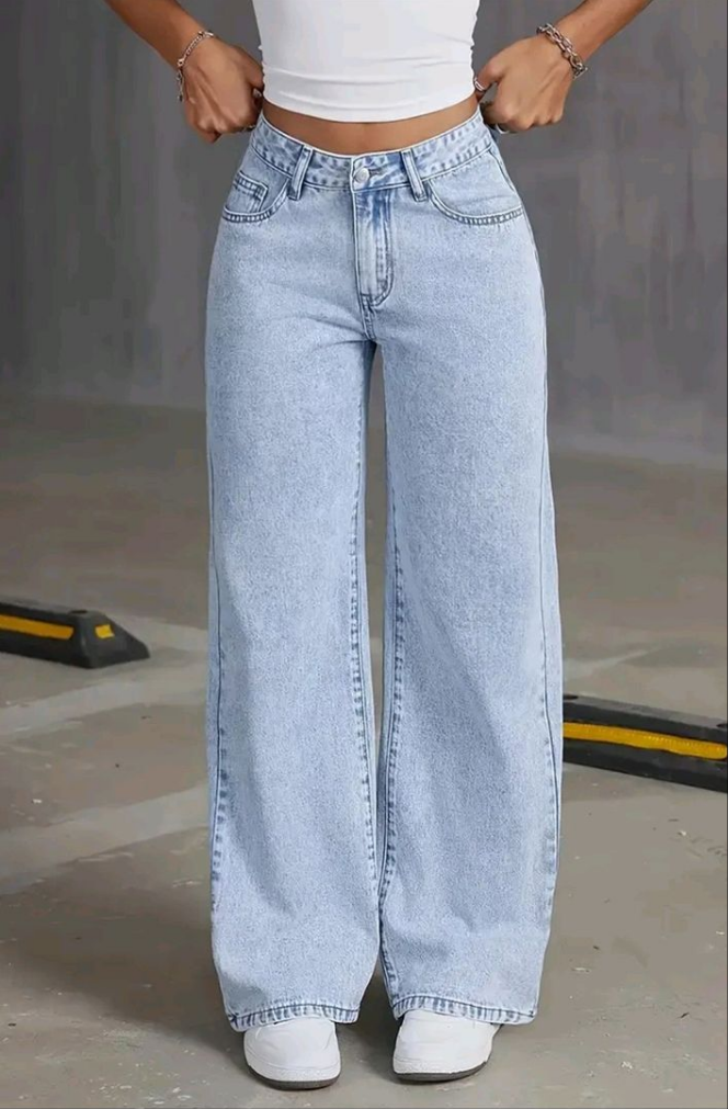 Women's autumn Y2K style washed blue jeans